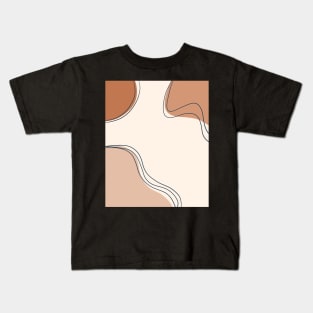 Brown and Beige Neutral Color Geometric Art Shapes and Lines Kids T-Shirt